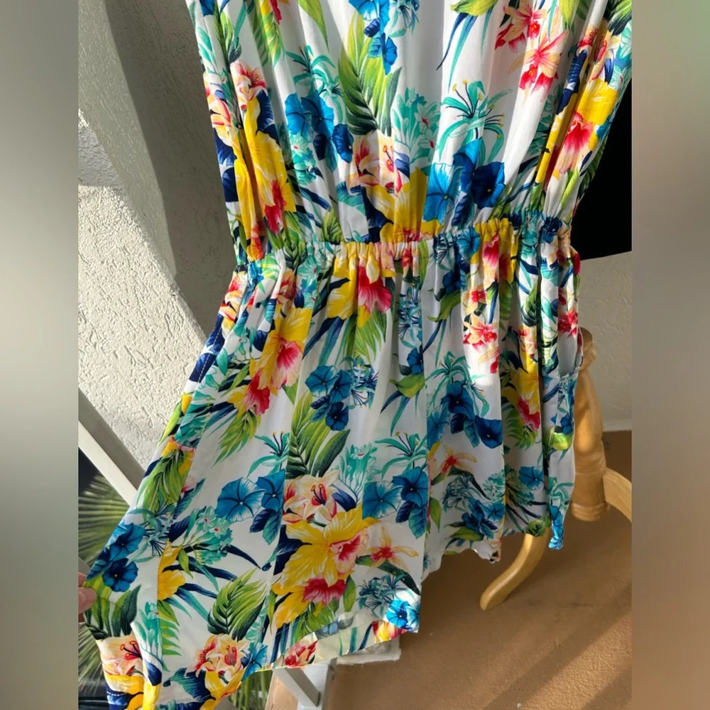 Tommy Bahama floral romper tropical floral romper rayon L NWOT - Picture 10 of 13